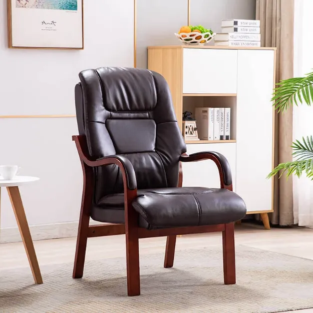 Picture of High Clerk Fireside Armchair| Brown PU